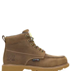 New X Valiant University Of Michigan Floorhand Moc Toe Work Boot Waterproof|Soft Toe