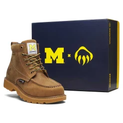 New X Valiant University Of Michigan Floorhand Moc Toe Work Boot Waterproof|Soft Toe