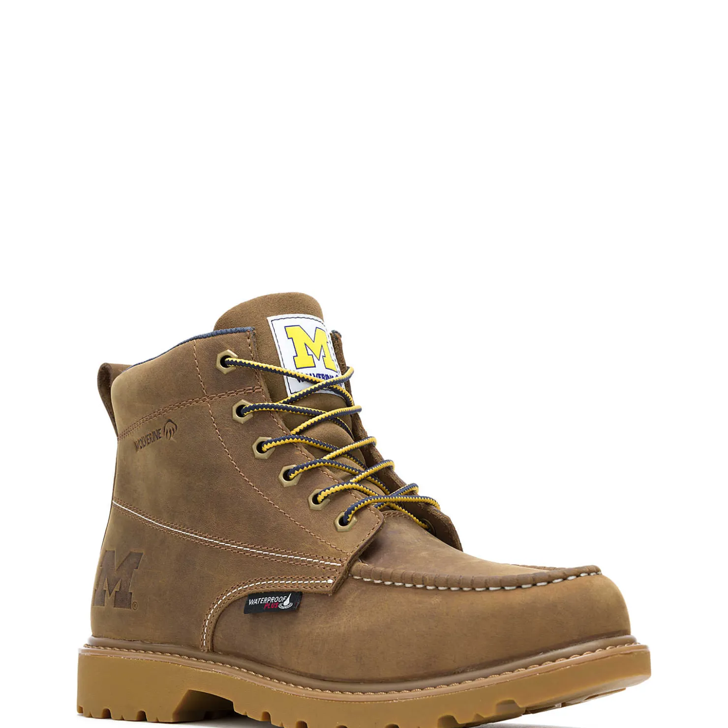 New X Valiant University Of Michigan Floorhand Moc Toe Work Boot Waterproof|Soft Toe